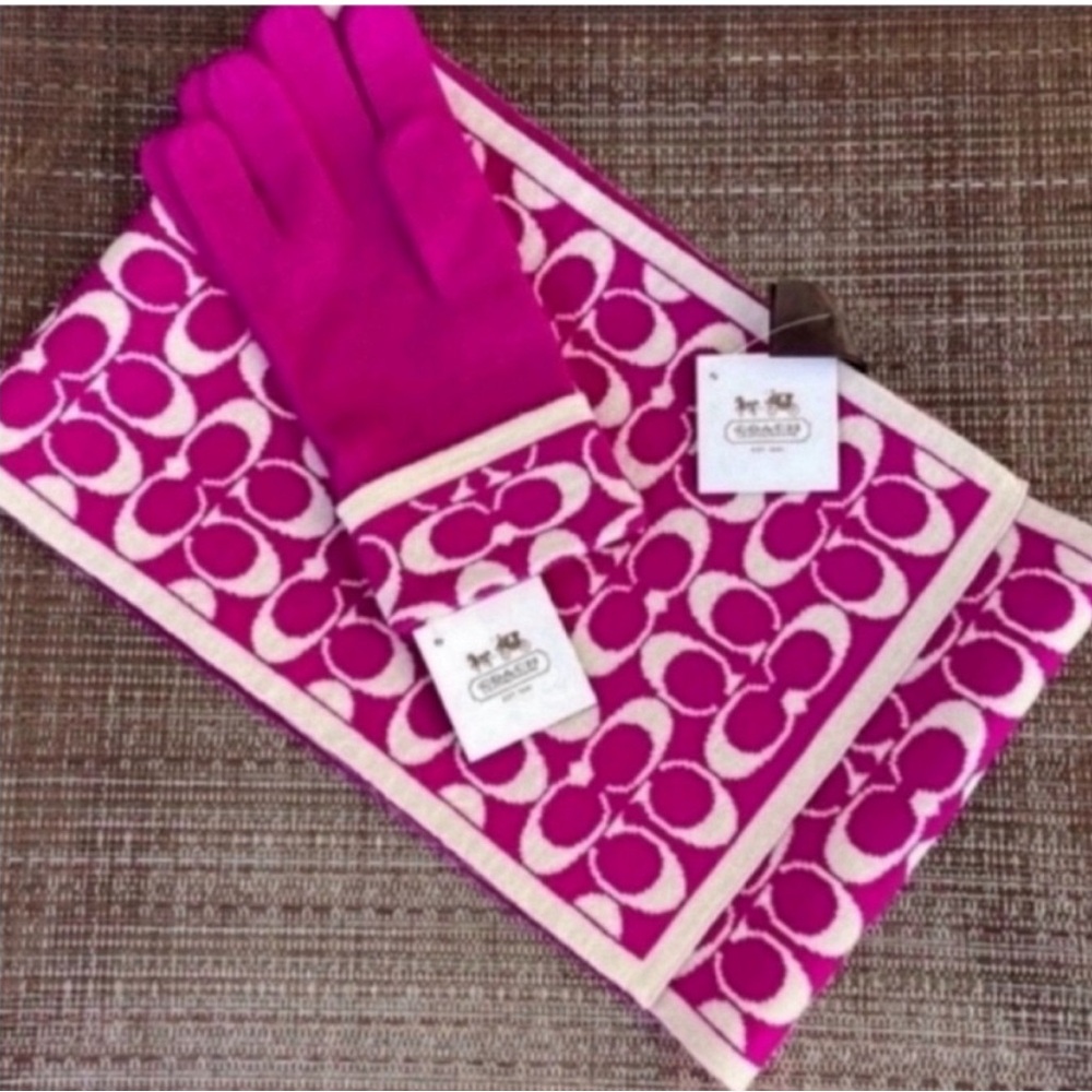 NWT Coach Merino Wool Scarf & Gloves